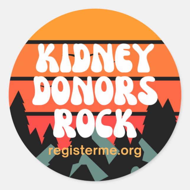Sticker Rond Kidney Donors Rock Donor Awareness (Devant)