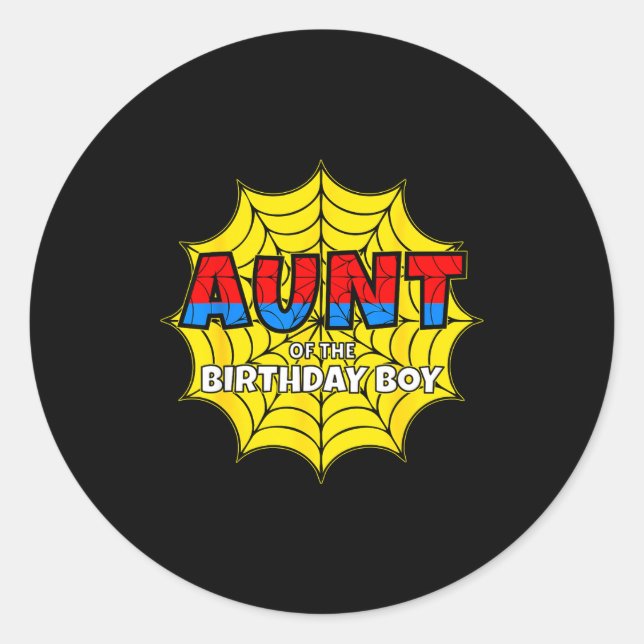 Sticker Rond Kids Aunt Of The Birthday Boy Sder Theme Party Mat (Devant)