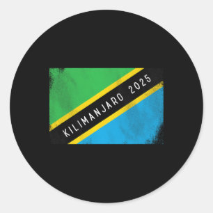Sticker Rond Kilimanjaro 2025 Tanzanie Drapeau Mont Kilimanjaro