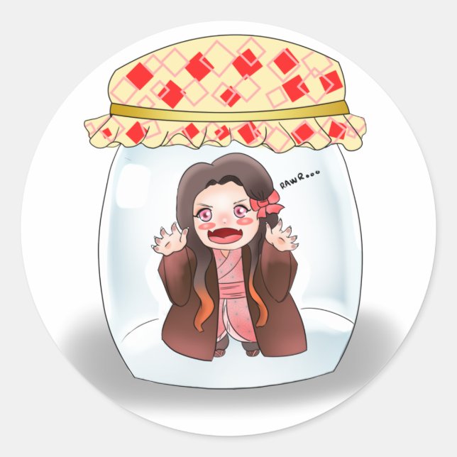 Sticker Rond Kimetsu no Yaiba (autocollant Nezuko chibi) (Devant)