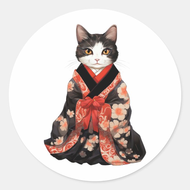 Sticker Rond Kimono Cat (Devant)