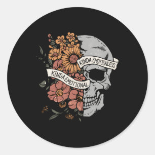 Sticker Rond Kinda Émotionnel Kinda Émotionless Goth Emo Floral