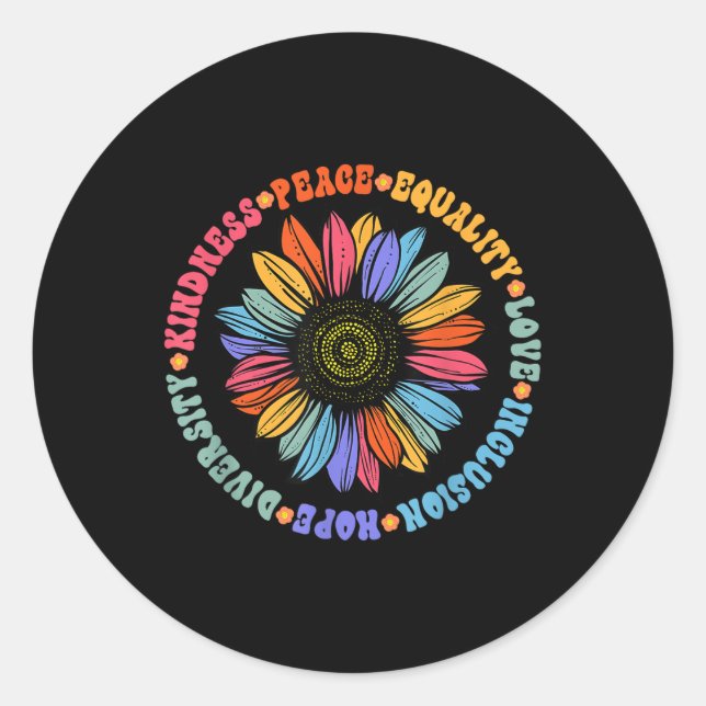 Sticker Rond Kindness Peace Equality Love Hope Diversity Human (Devant)