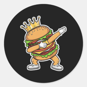 Sticker Rond King Of Burger Dab Dancing Funny Hamburger