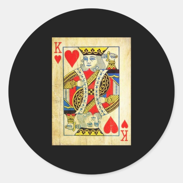 Sticker Rond King Of Hearts Card Deck Old (Devant)