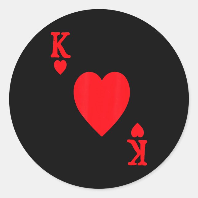 Sticker Rond King Of Hearts Valentine's Day Lover Royal Flush F (Devant)