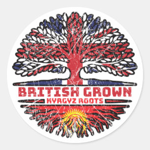 Sticker Rond Kirghizistan Kirghiz Royaume-Uni Drapeau des racin