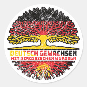 Sticker Rond Kirgisistan Kirgisch Deutsch Deutschland Baum