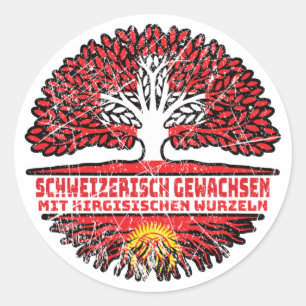 Sticker Rond Kirgisistan Kirgisch Schweizer Schweiz Baum