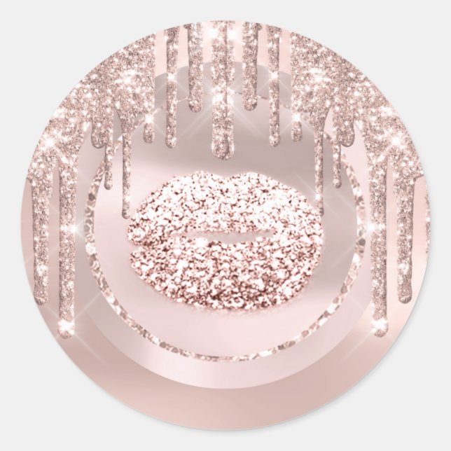Sticker Rond Kiss Lips maquillage Artist Drivers Rose Parties s (Devant)