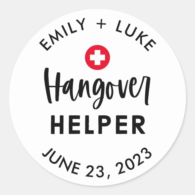 Sticker Rond Kit de récupération Mariage Hangover personnalisé (Devant)