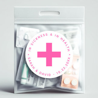 Sticker Rond Kit de Secours Rose Chaud Dans la Maladie et dans 
