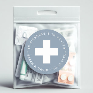 Sticker Rond Kit d'urgence Dusty Blue en maladie et en santé