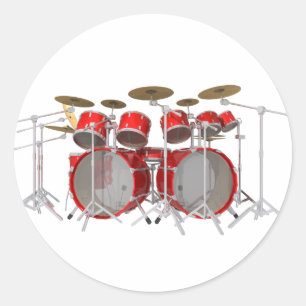 Sticker Rond Kit Tambour rouge : 10 pièce :