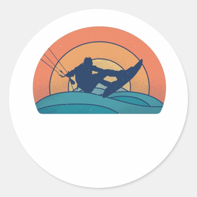 Sticker Rond Kitesurf Kiteboard Rétro (Devant)
