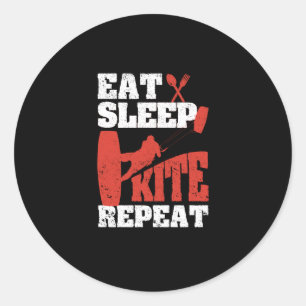Sticker Rond Kitesurfer Funny Kitesurfer Passion Manger Sommeil