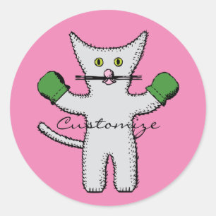 Sticker Rond Kitten en boîte avec Mittens Thunder_Cove