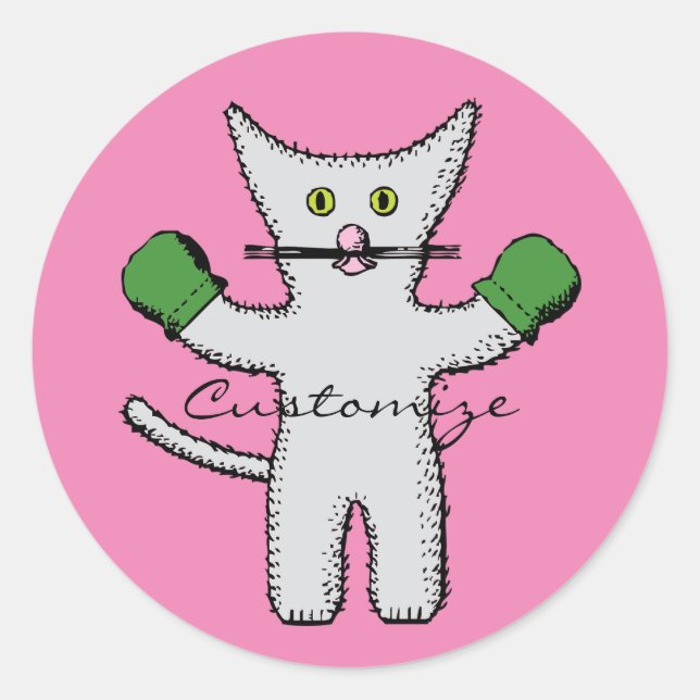 Sticker Rond Kitten en boîte avec Mittens Thunder_Cove (Devant)