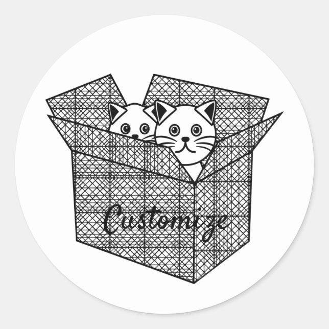 Sticker Rond Kittens dans une boîte Thunder_Cove (Devant)