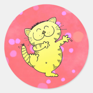 Sticker Rond Kitts Dansant En Chambre Rouge