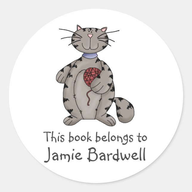 Sticker Rond Kitty Cats ・ Grey Kitty & Laine (Devant)