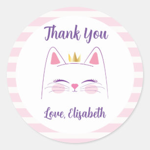 Sticker Rond Kitty Chat rose et or