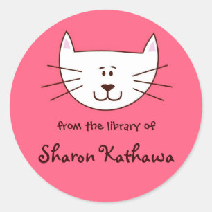 Sticker Rond Kitty dans les plaques rose