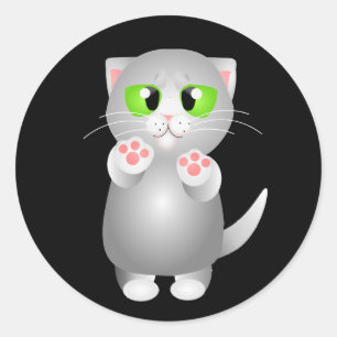 Sticker Rond Kitty - Grey Shorthair