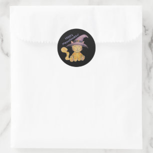 Sticker Rond Kitty la sorcière Halloween