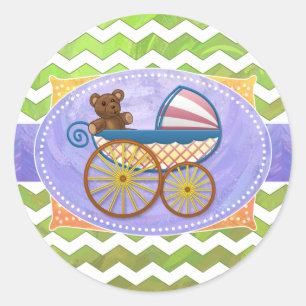 Sticker Rond Kiwi Bash Green Chevron Baby Stuff