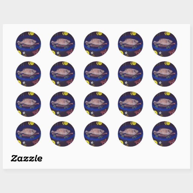 Sticker Rond Klee - Autour du poisson, (Feuille)