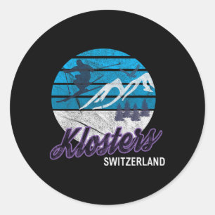 Sticker Rond Klosters Swiss Alps Suisse Station de ski Snowboa