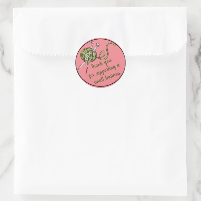 Sticker Rond Knit Merci petite entreprise pour l'emballage (Sac)