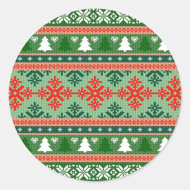 Sticker Rond knitted ugly sweater de Christmas (Devant)