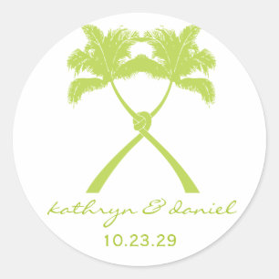 Sticker Rond Knot Palm Trees Plage Mariage tropical Moderne Chi