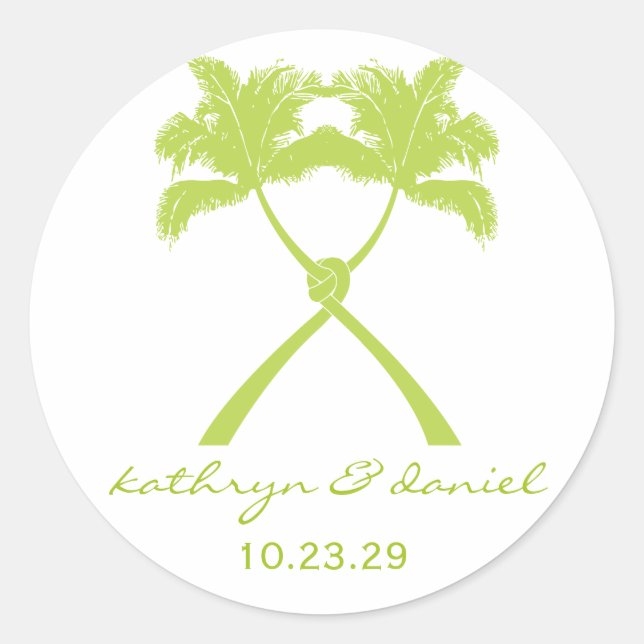 Sticker Rond Knot Palm Trees Plage Mariage tropical Moderne Chi (Devant)