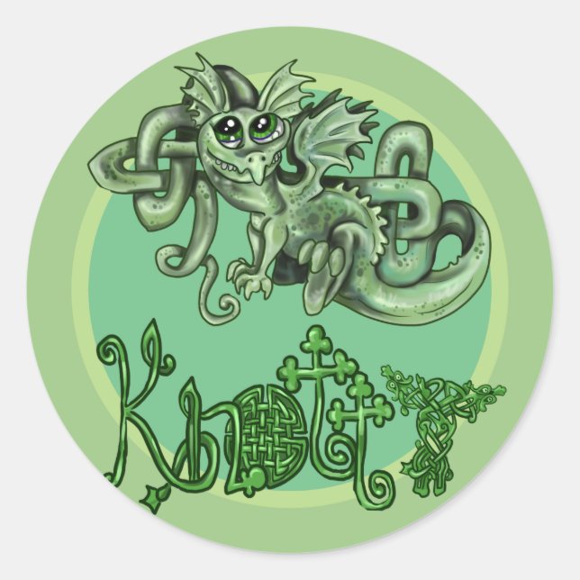 Sticker Rond Knotty lil Dragon~noeud celtique (Devant)