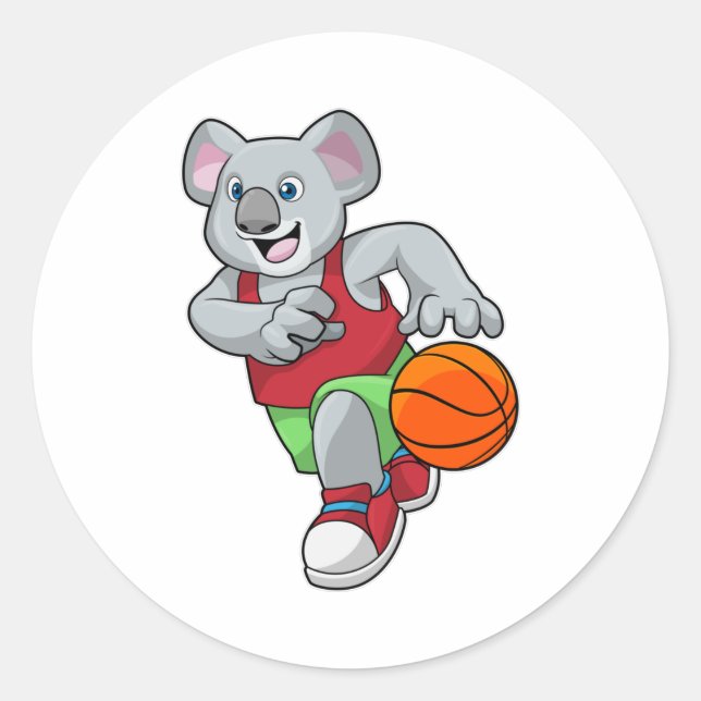 Sticker Rond Koala au Basketball Sports (Devant)