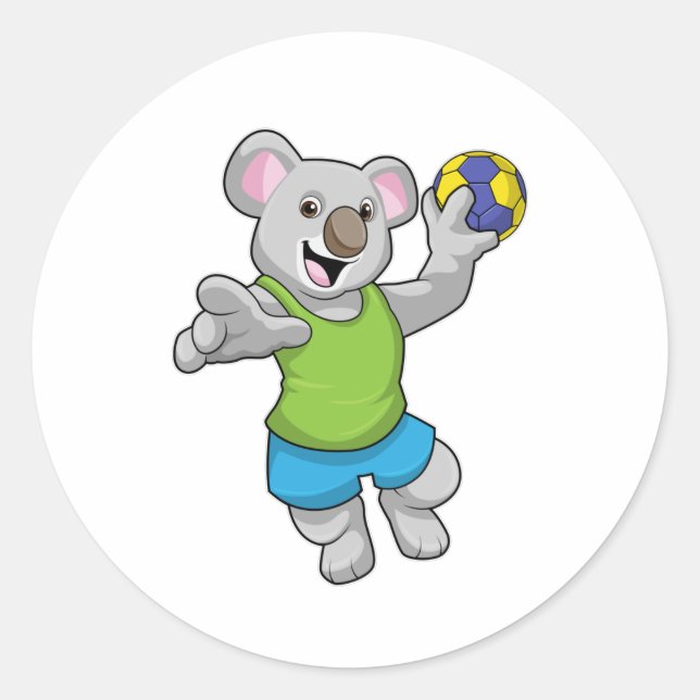 Sticker Rond Koala avec Handball Sports (Devant)