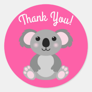 Sticker Rond Koala Bear Cute Kid Anniversaire Merci