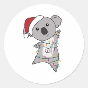 Sticker Rond Koala Christmas Snow Winter Animals Koalas