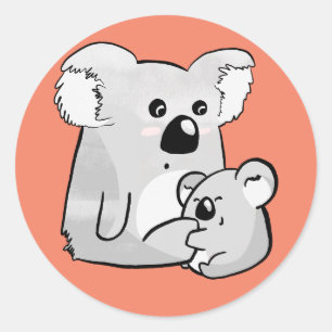 Sticker Rond Koala et Baby
