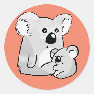 Sticker Rond Koala et Baby