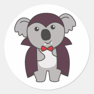 Sticker Rond Koala Halloween Cute Devil Kids Vampire Costume Cl