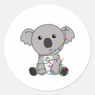 Sticker Rond Koala Noël Neige Animaux d'hiver Koalas