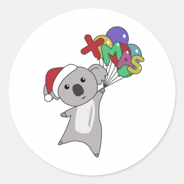 Sticker Rond Koala Noël Neige Animaux d'hiver Koalas (Devant)