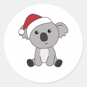 Sticker Rond Koala Noël Neige Animaux d'hiver Koalas
