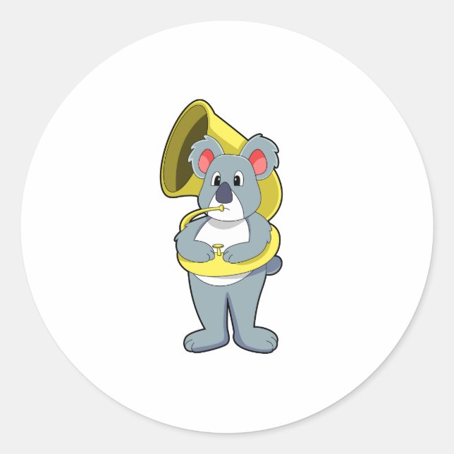 Sticker Rond Koala ours à Musique avec Saxophone.PNG (Devant)