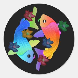 Sticker Rond Koi Fish