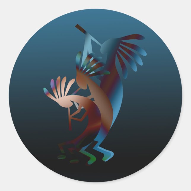 Sticker Rond Kokopelli Blues Music 3" (Devant)